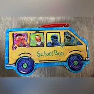Sesame Street School Bus Shaped Collectible Tin Lunch Box 2005
